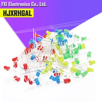 

100PCS 3mm LED diode Light Assorted Kit 5Colors*20PCS F3 White Yellow Red Green Blue component DIY kit