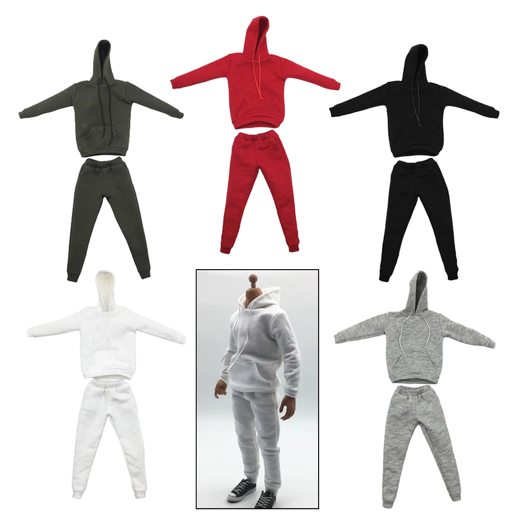 1/6 Scale Male Figure Clothes Set Sports Suits Hoodie and Pants for 12 inches Action Figure Body, 5 Colors