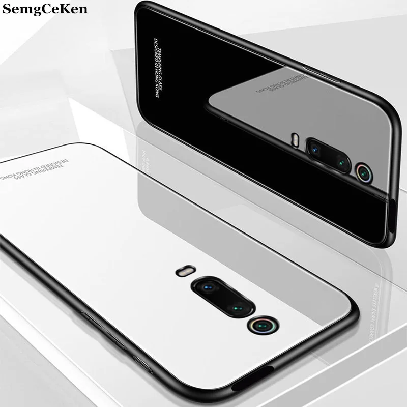 

SemgCeKen luxury hard glass mirror case for xiaomi redmi k20 pro k20pro k 20 silicone tpu back original coque phone cover etui