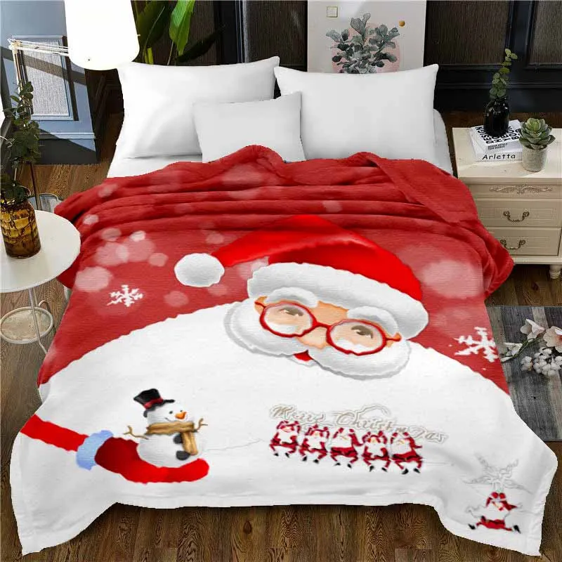 COLOR 2 Christmas Santa Claus Flannel Blanket Super Soft Bed Cover Bed Sofa Blanket Home Bedspread Winter Warm Throw Blanket 150x200cm - Цвет: COLOR 2