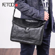 AETOO сумка на одно плечо мужская кожаная трендовая горизонтальная почтальонка Baotou слой коровьей кожи Повседневная мужская косая сумка через плечо