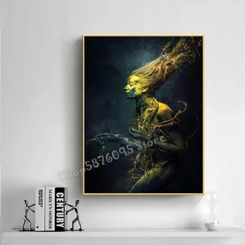 

Diamond Painting 5D Square Round Drill Tree demon human body abstract golden art Daimond Embroidery Painting Cross Stitch TT3180
