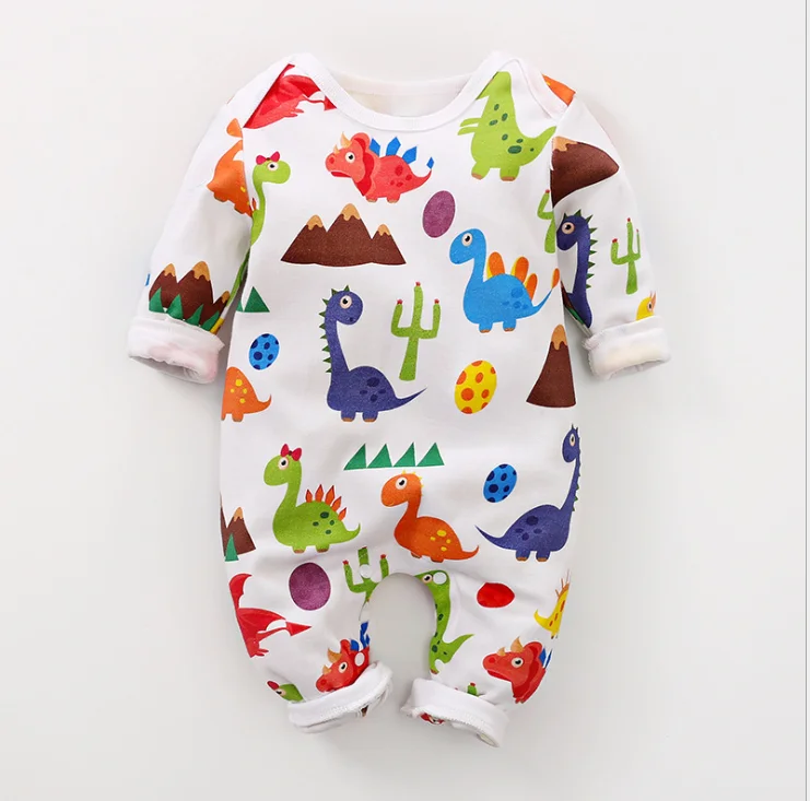 Infant Baby Clothes Spring And Autumn Long Sleeved Cartoon Pattern Cotton One Piece Dress Dinosaur Round Neck Rompers Aliexpress
