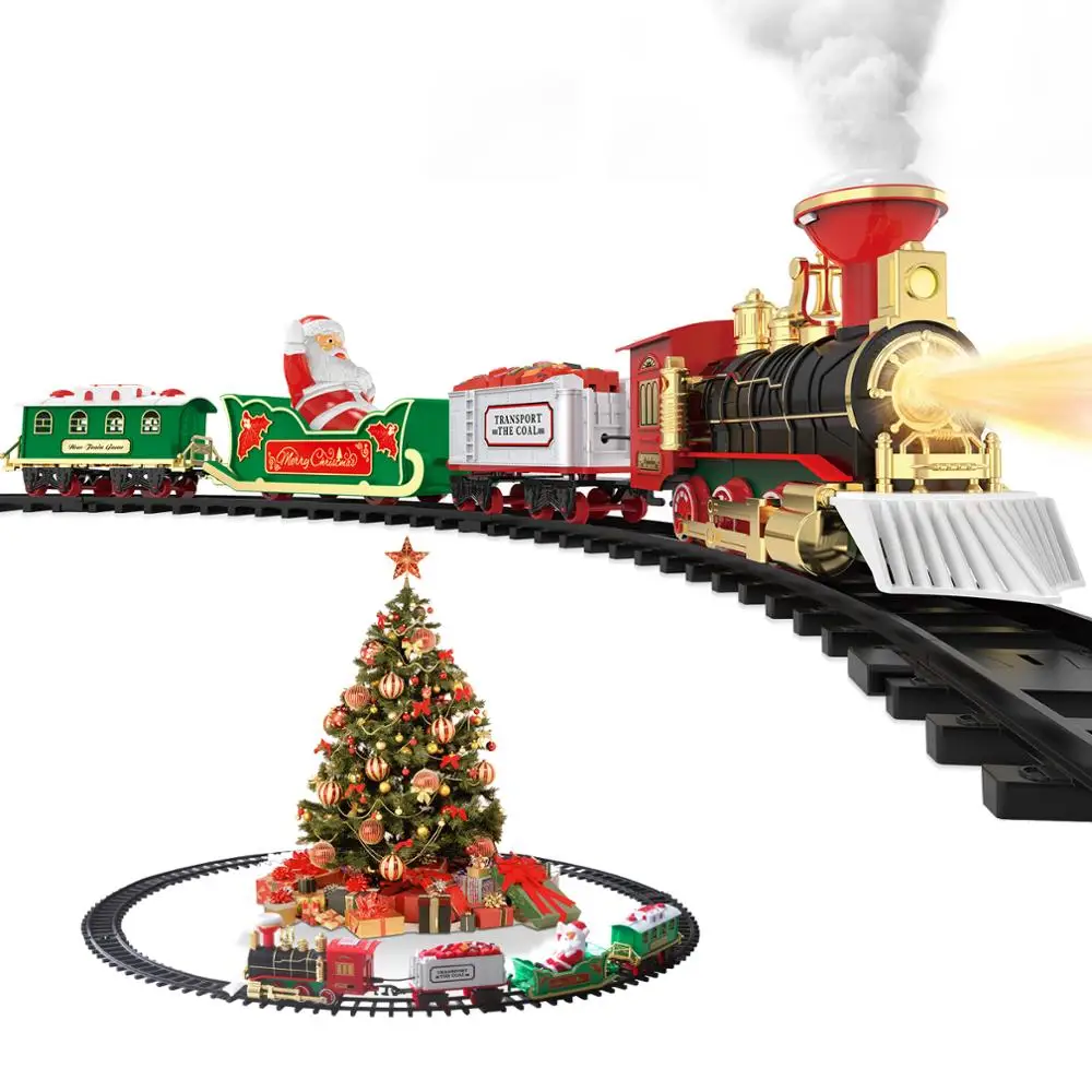 Electric Train Toy Set Car Railway and Tracks Steam Locomotive Engine Diecast Model Educational Game Boys Toys for Children Kids electric train toy set car railway and tracks steam locomotive engine diecast model simulation truck model toys for boys kids