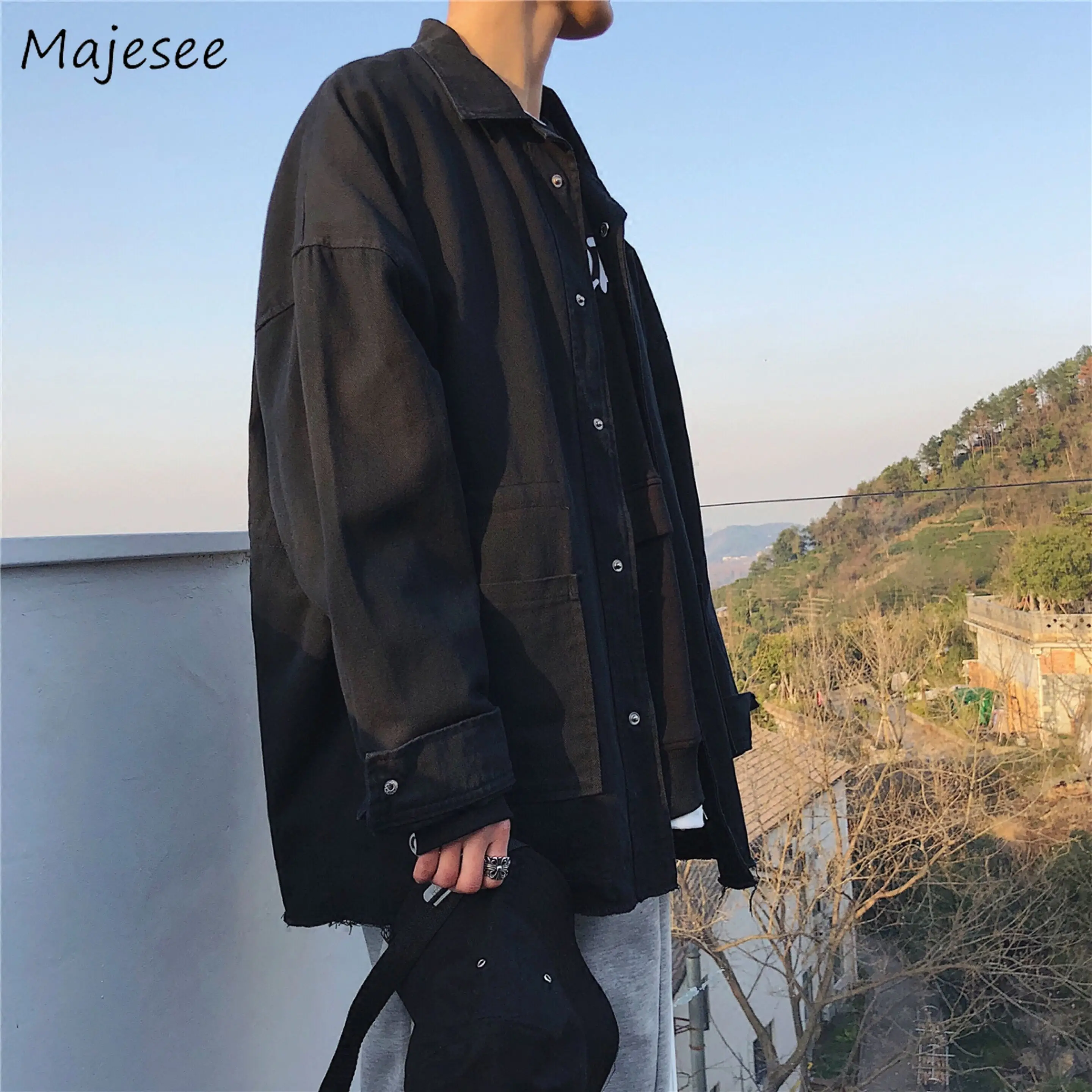 Big Size Men Jacket Denim Single Breasted Oversize Vintage Clothes Japanese Streetwear Mens Jackets and Coats Males Black Coat Big Size Men Jacket Denim Single Breasted Oversize Vintage Clothes Japanese Streetwear Mens Jackets and Coats Males Black Coat