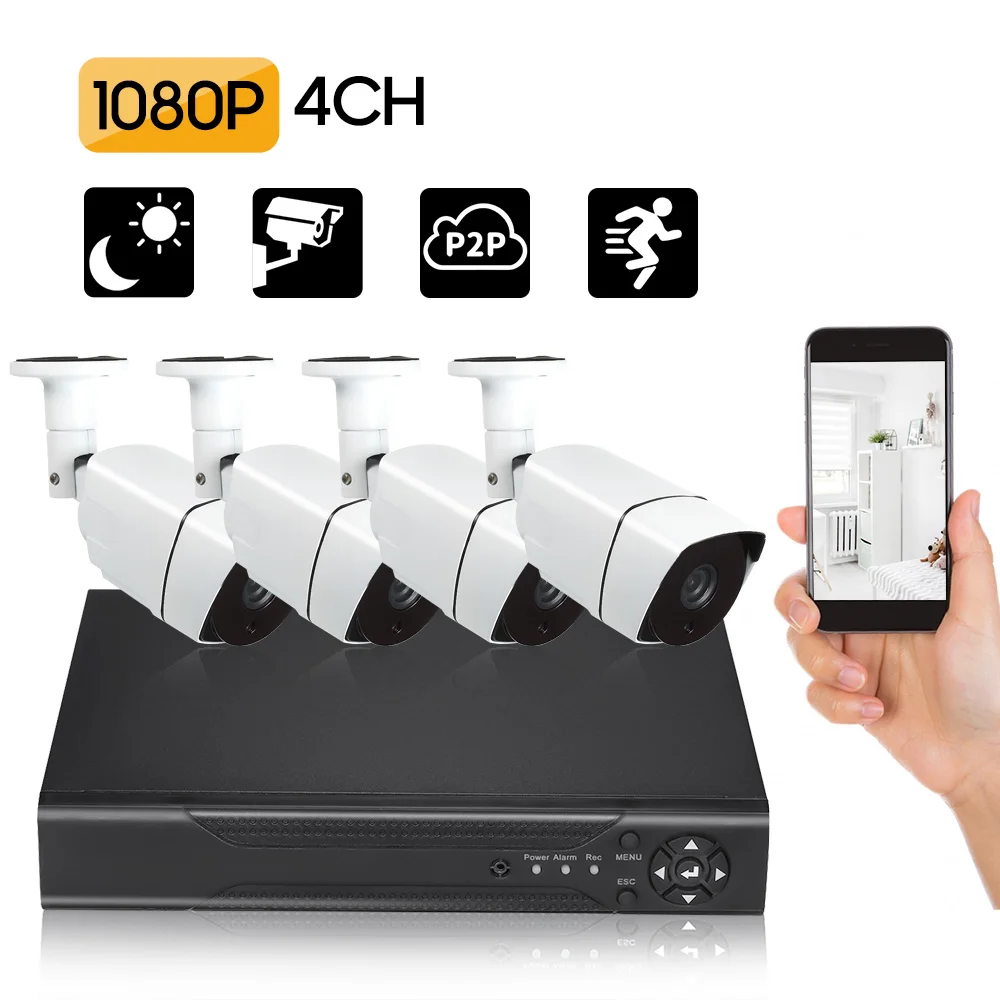 

8CH DVR Kit Security Camera System Full 1080P Video DVR Recorder with 4 * 1080P Indoor Outdoor Weatherproof CCTV Cameras