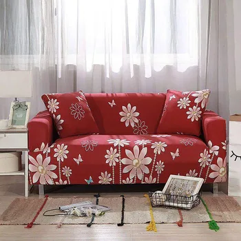 

Elastic Corner Sofa Cover For Living Room 3 Seater Floral Print Polyester Fabric Couch Cover Full Coverage Magic Couch Slipcover
