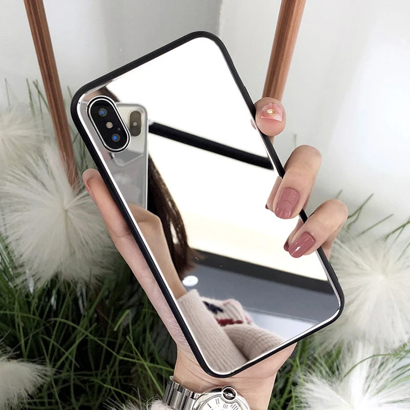 Мягкий силиконовый зеркальный чехол для iPhone 11 pro max XR XS Max X полностью закрывающие