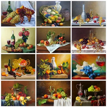 

Huacan 5d Diamond Painting New Arrivals Fruit Embroidery Wine Home Decoration Mosaic Scenery Diamond Art Full Drill