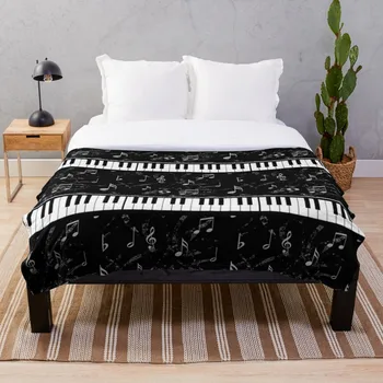 

Black and White Piano Music Pattern Blanket Wool Flannel Plush Blanket Bedspread For office Sherpa Blanket Couch Quilt Cover Tra