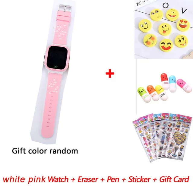 Q02 Детские умные часы с камерой и подсветкой, Детские часы с сенсорным экраном, SOS Вызов, LBS, отслеживание местоположения, Детские умные часы - Цвет: white pink gift 2
