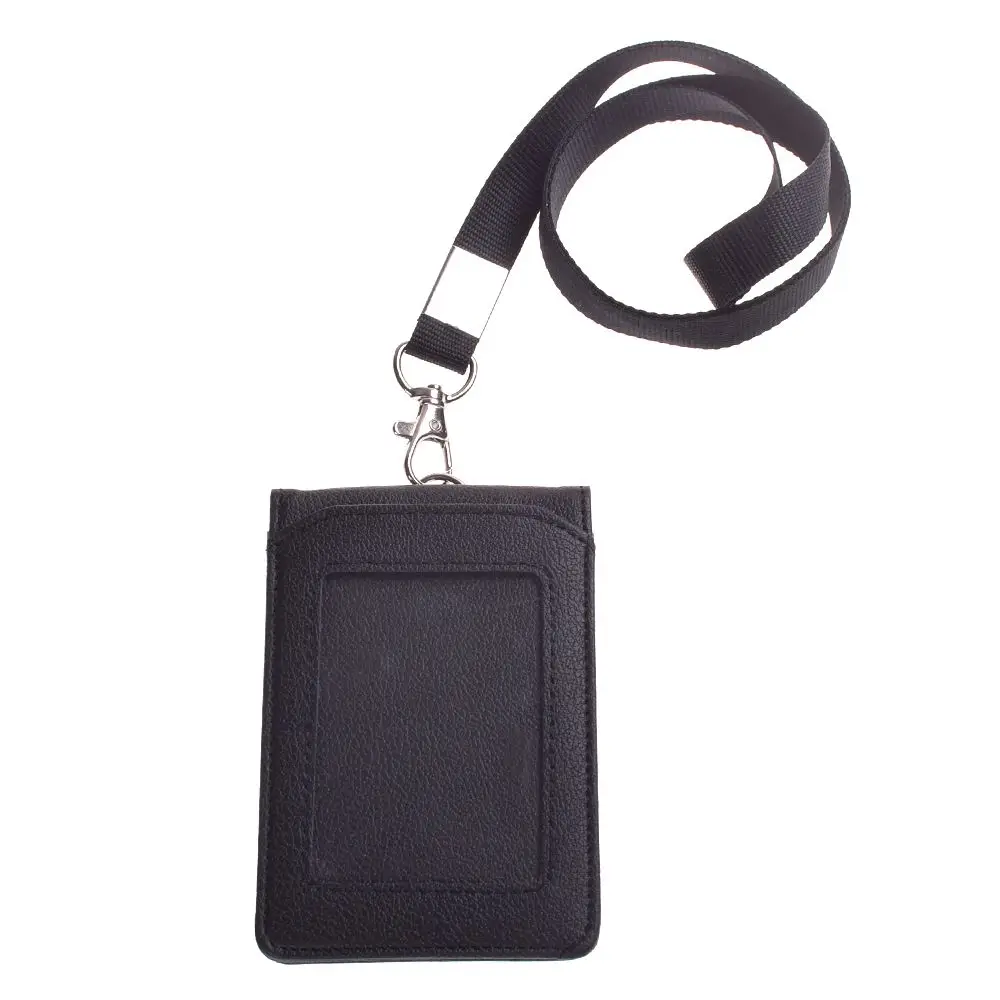 1pcs Leather Wallet Work Office ID Card Credit Card Badge Holder Lanyard Office Company Supplies Work Bus Card Holder