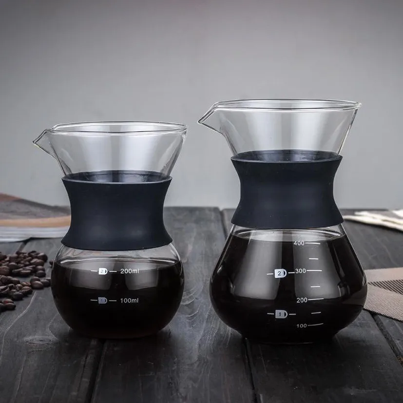 Glass Coffee Kettle with Stainless Steel Filter Drip Brewing  Hot Brewer Coffee Pot Dripper Barista Pour Over Coffee Maker