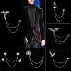 Mens Chain Brooches Delicate Vintage Elk Dragon Head Eagle Wings Badge Wedding Dress Party Suit Shirt Jean Collar Accessories ► Photo 2/6