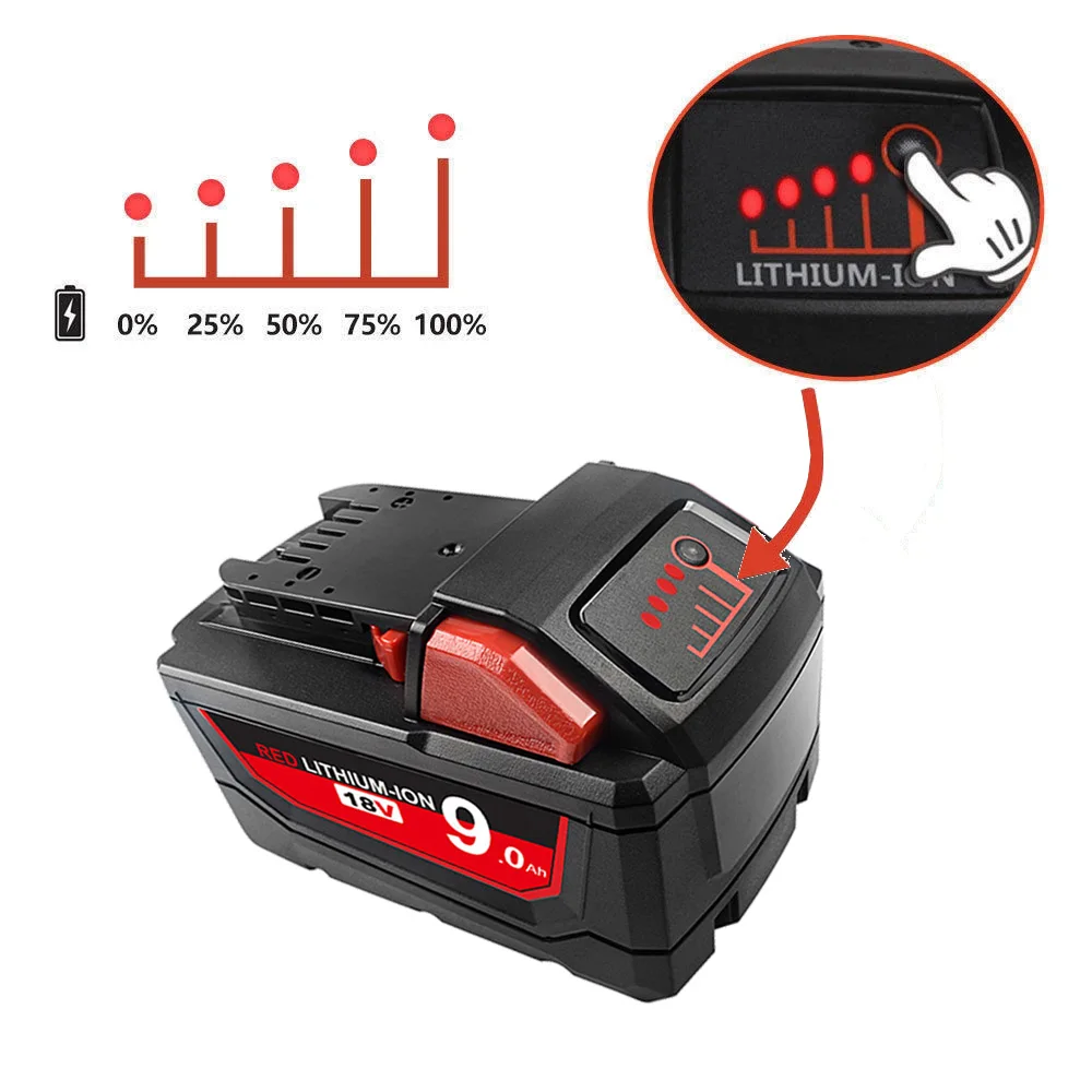 Сменный литий ионный аккумулятор M18 18 в 9 0 Ач для аккумулятора Milwaukee M18B совместим с