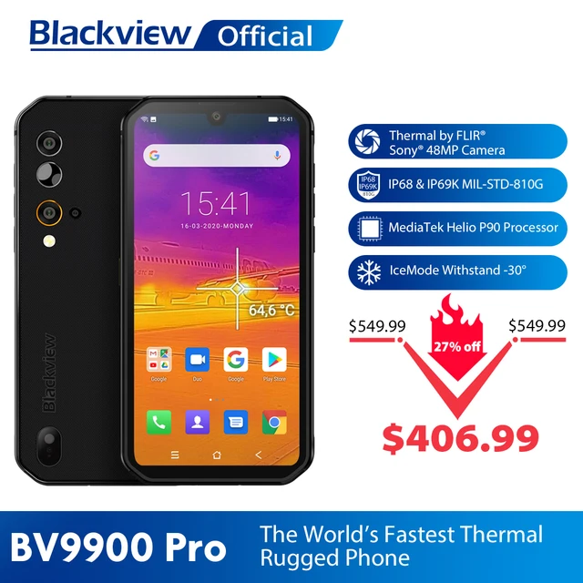 Blackview BV9900 Pro Thermal Camera Mobile Phone Helio P90 Octa Core 8GB 128GB IP68 4G Rugged 1