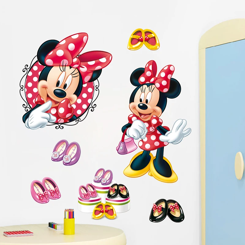 Cartoon Disney Fashion Minnie Bow-Knot Wall Stickers For Nursery Kids Room Home Decor Bedroom Wall PVC Mural Art DIY Wallpaper Cartoon Disney Fashion Minnie Bow-Knot Wall Stickers For Nursery Kids Room Home Decor Bedroom Wall PVC Mural Art DIY Wallpaper