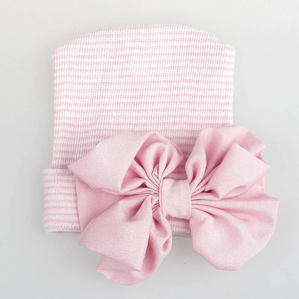Knitted hat with big bow for infants Newborn Soft Girls Caps newborn photography props baby accessories for 0-3M