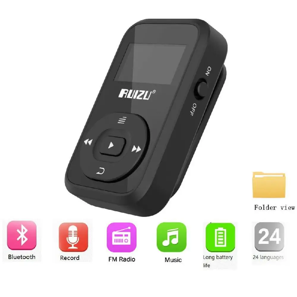 New Arrival Original RUIZU X26 Sport Bluetooth MP3 Player 8gb Clip Mini with Screen Support FM,Recording,E-Book,Clock,Pedometer 