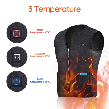 

New Black Heating Vest USB Charging Heating Vest Intelligent Electric Heating Vest Heating Clothes Submersible For Sports Hiking
