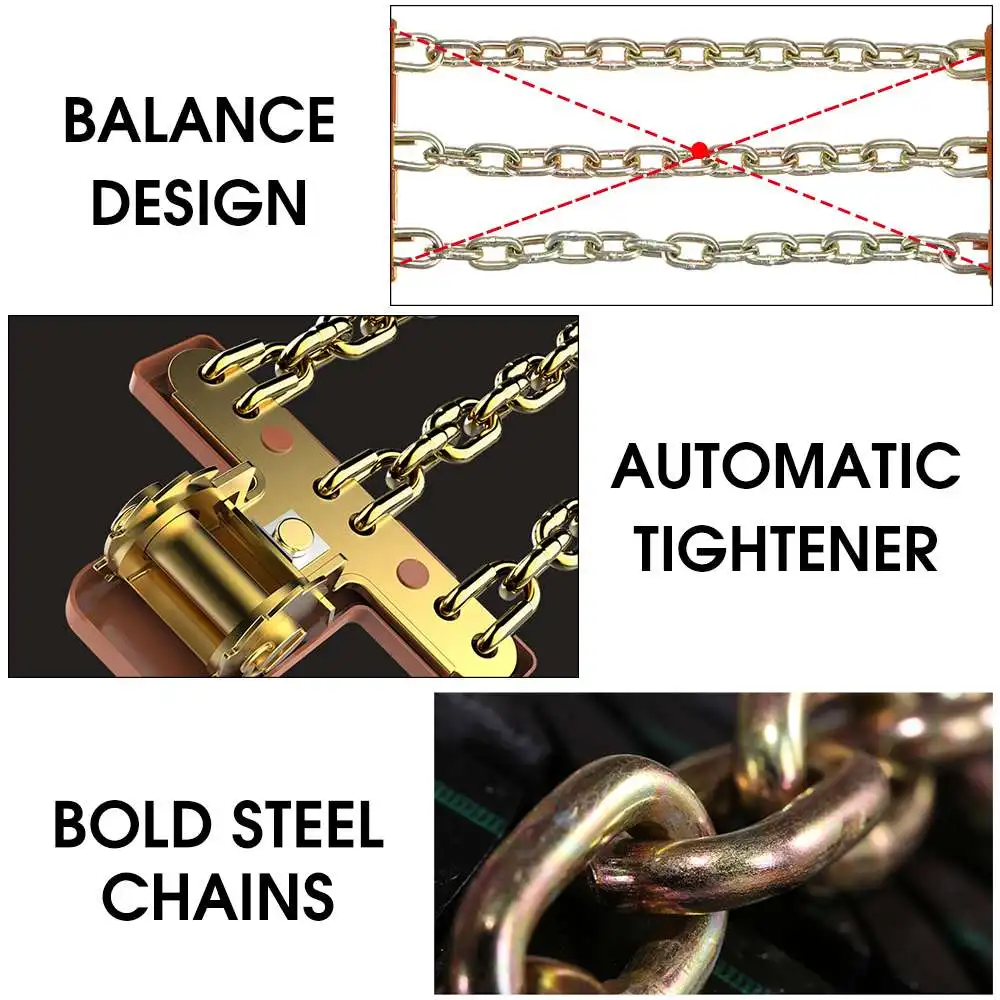 3 шт./компл. противоскольжения цепи износостойкая Сталь 3 цепи баланс дизайн! Автосигнализация с цепь противоскольжения для льда для снежной погоды и грязи Безопасные дороги для езды на велосипеде