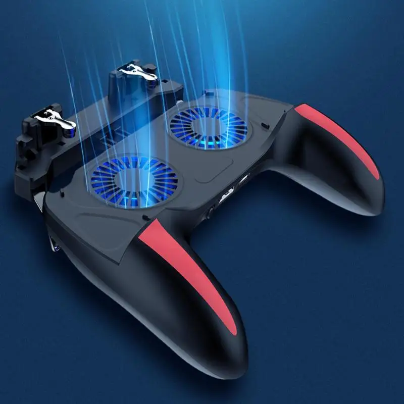  H10 Four-Finger Keys Linkage Game Handle Telescopic Gampad with Dual Fans for PUBG Physical Pressur