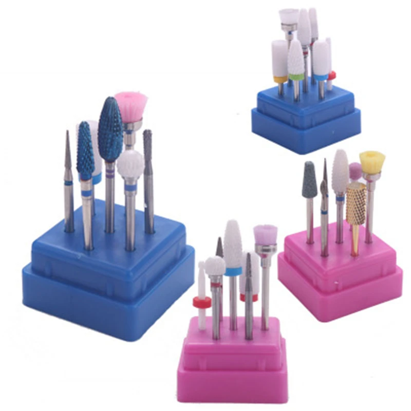 

7pcs Ceramic Rainbow Nail Drill Bit Set Milling Cutter for Manicure Pedicure Apparatus for Manicure Steel Sand Diamond Nail Bits