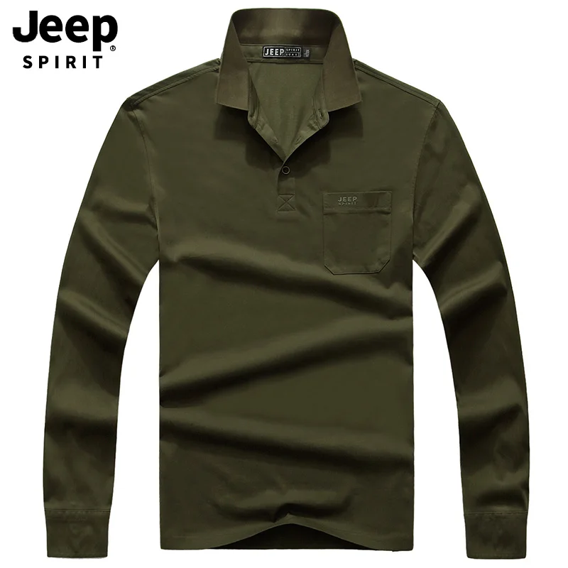 JEEP SPIRIT/Осенняя мужская повседневная рубашка-поло с длинным рукавом и отложным воротником, мужские Поло, Мужская брендовая рубашка поло