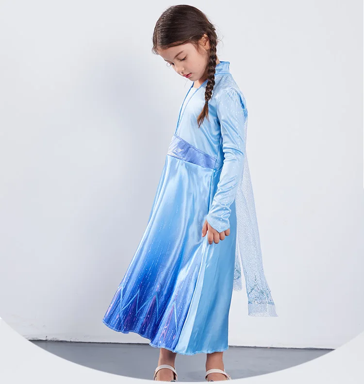 Новое платье Эльзы для девочек, костюм принцессы, детская Рождественская одежда, платье Снежной Королевы Эльзы для костюмированной вечеринки, платье на день рождения, Vestidos