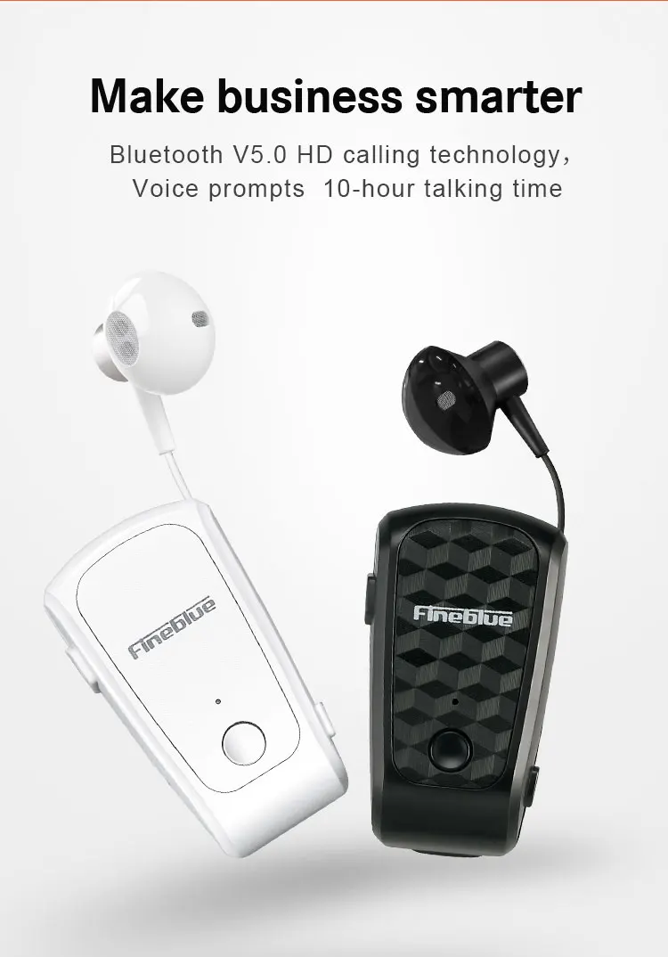 Fineblue FQ-10 Pro Headphones | Collar Clip Retractable Earbud Bluetooth Headsets | astrosoar.com