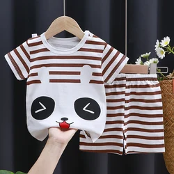 Children's Cartoon Cotton Summer Outfit: T-Shirt & Shorts Set - 3T (Set1)
