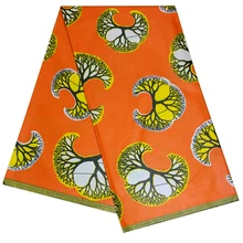 Новая Анкара оранжевая ткань Африканский настоящий воск Принт 6 ярдов настоящий воск африканская ткань для одежды платье