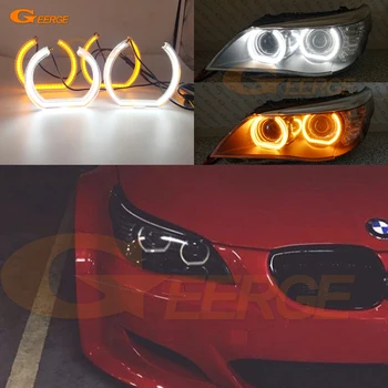 

For BMW E60 E61 LCI 525i 528i 530i 535i 545i 550i M5 XENON headlight DTM Style LED Angel Eyes White Amber DRL turn signal light