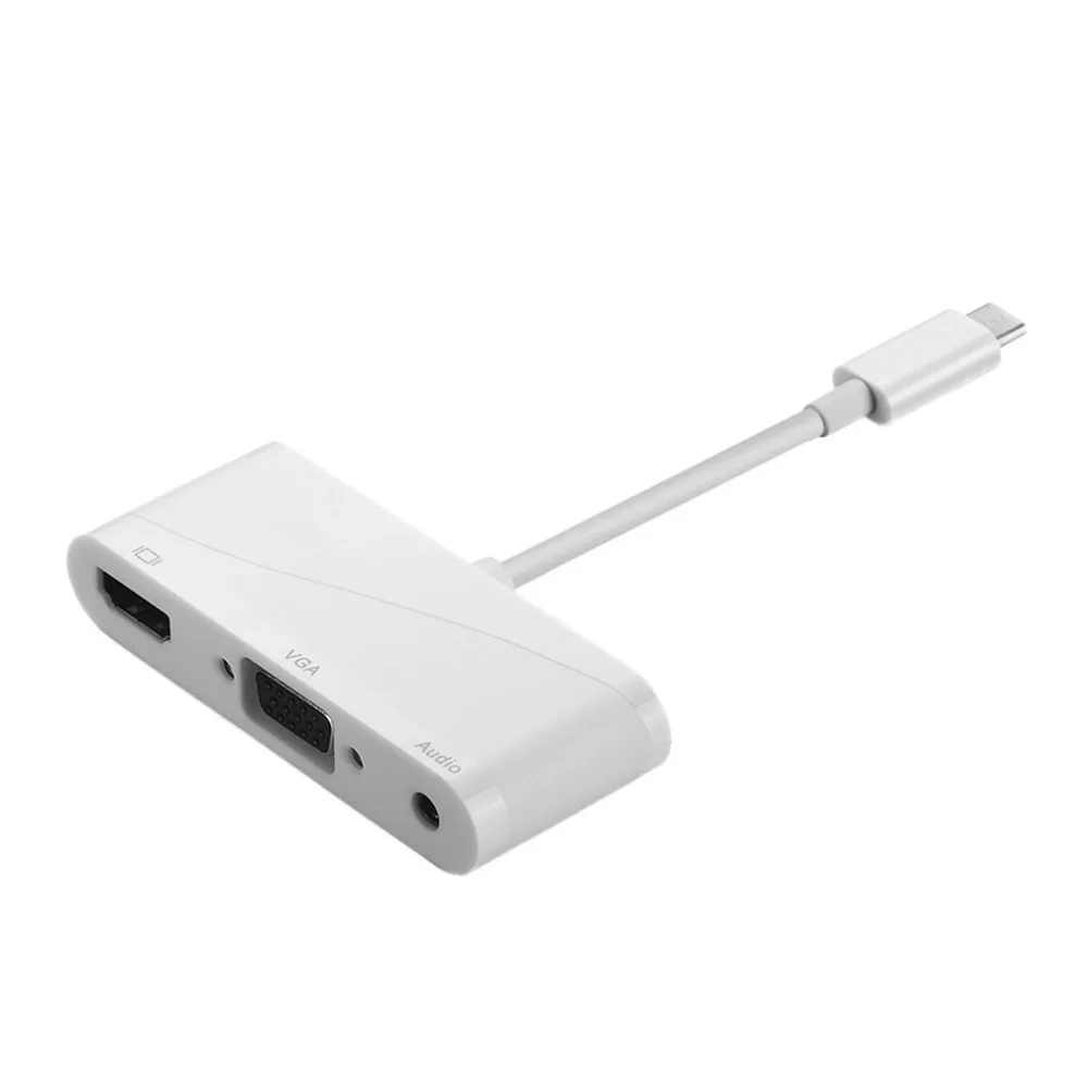 Высококачественный USB 3,1 тип-c к HDMI VGA Аудио HD адаптер высокой четкости конвертер с тип-c к VGA кабель Белый