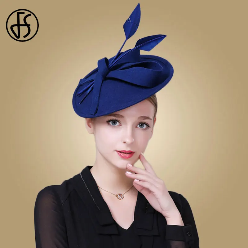 Женская шерстяная шляпка-«таблетка» FS, мягкая фетровая шляпа для церкви и торжественных случаев, черная, демисезонная