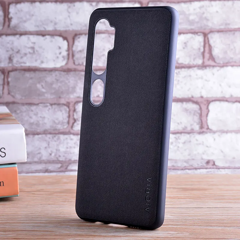 black Чехол для Xiaomi Mi Note 10 pro coque роскошный текстильный кожаный мягкий ТПУ Жесткий чехол для телефона для Xiaomi Mi Note 10 pro Чехол funda - Цвет: black