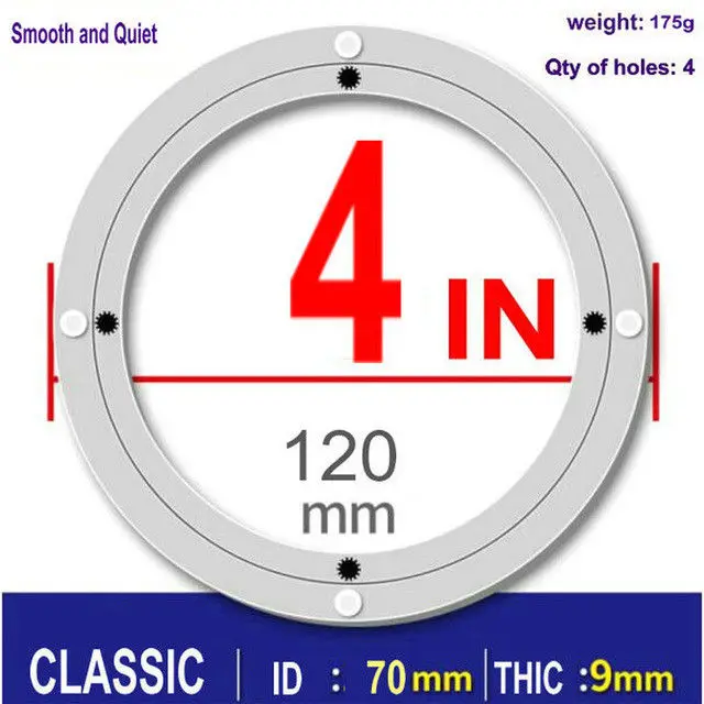 HQ 4-40INCH CLASSIC Thicken Aluminium Alloy Swivel Plate Lazy Susan Turntable Dining Table Swivel Plate for Kitchen Furniture 4INCH 12CM OD