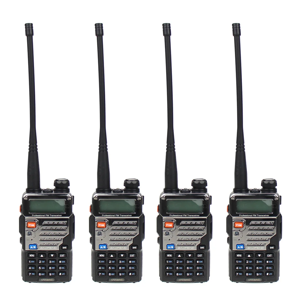4 шт. BAOFENG UV-5RE двухдиапазонный VHF UHF любительский портативный двухсторонний радиоприемник FM приемопередатчик Любительская рация портативное переговорное устройство - Цвет: Black