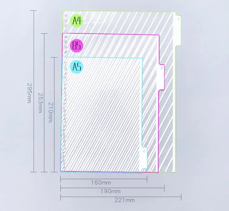 5 шт./упак. милые A5/B5/A4 записные книжки связующего каталожные разделители идентификационная карточка 20/26/30 отверстия связующего индекс аксессуары для указателей разделов