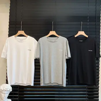 

British CK Men's T-shirt Three-Piece round Neck Gift Box cerlva kelvn Kit Black and White Ash Explosion Harajuku boyfriend Gift