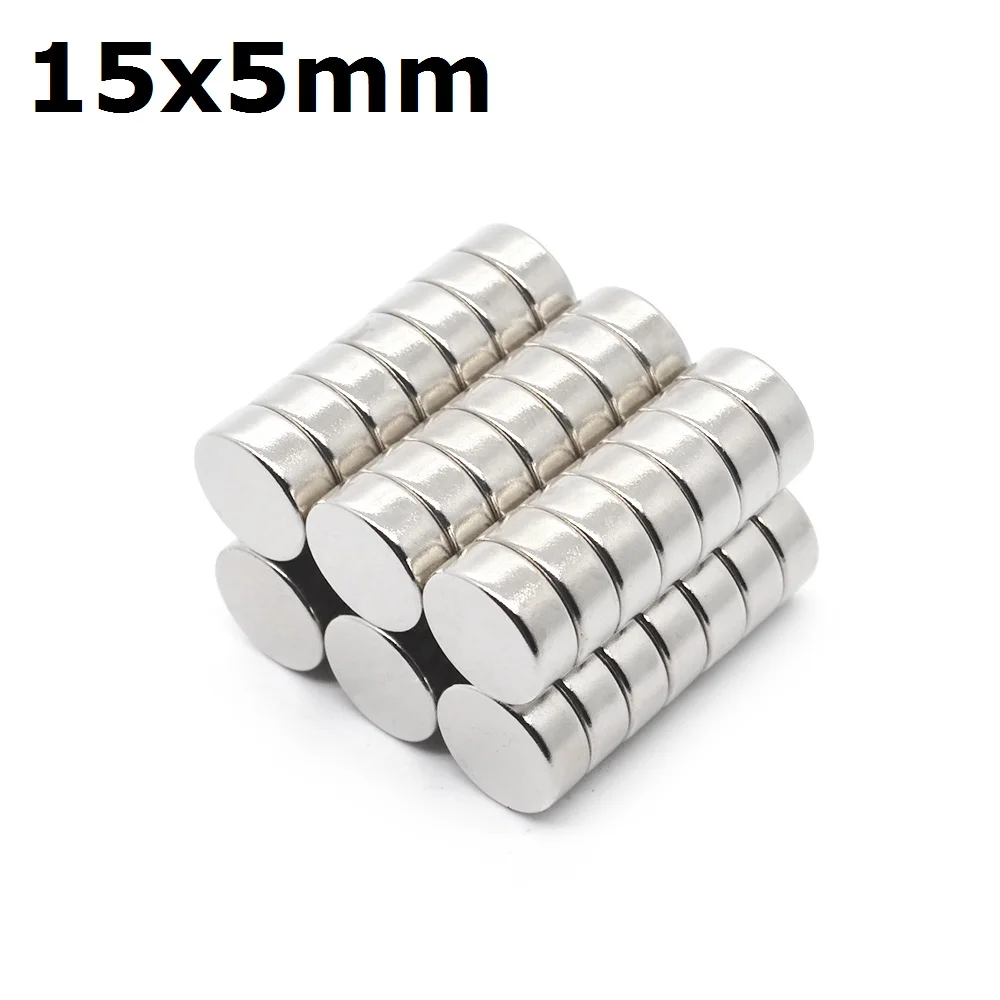 2/5/10/20/50 pces 15x5 neodímio ímã 15mm x 5mm n35 ndfeb redondo super poderoso forte magnético imanes disco 15x5