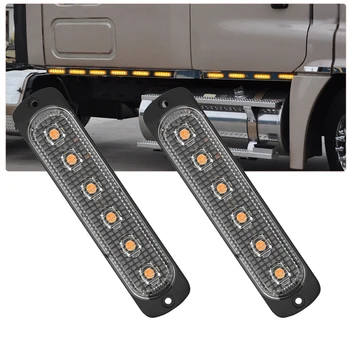 

10 Pcs 6 LED 18W Universal Truck Side Lights Amber Emergency Car Side Marker Grille Flash LED Warning Lights