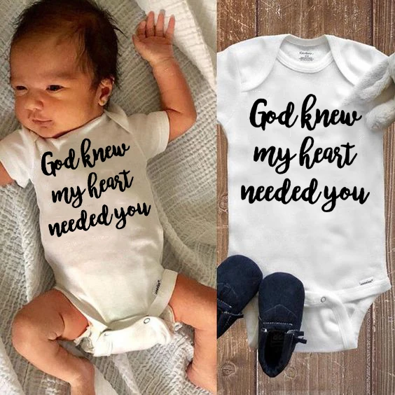 

Infant Summer Romper My God Knew My Heart Needed You Print Baby Unisex Jumpsuit Clothes Newborn Boys Girls Playsuit Outfit