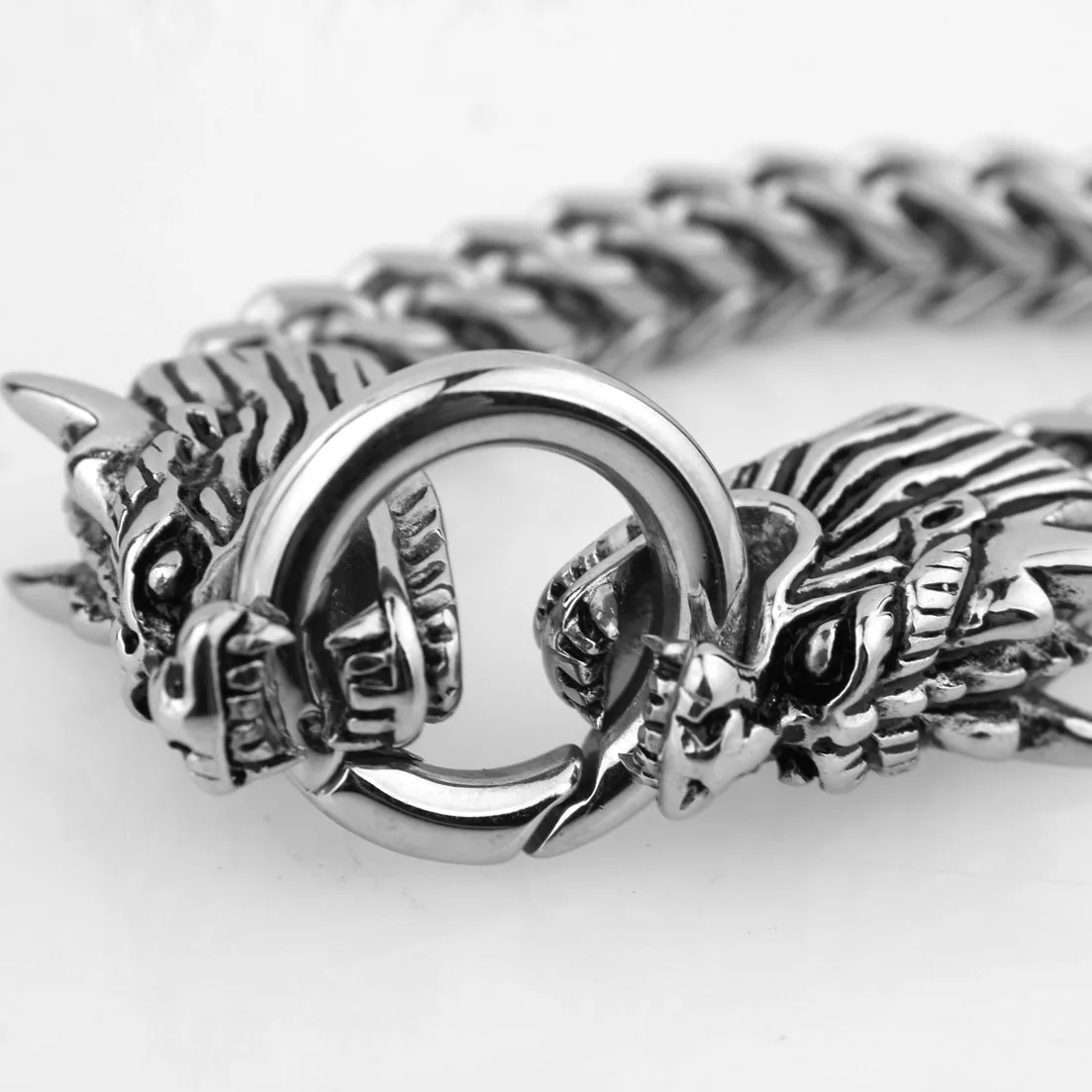 Новое поступление модные Для мужчин никогда не увядает серебро Нержавеющая сталь браслет Figaro браслет телефона в ретро стиле с изображением дракона, ювелирные изделия на волосы