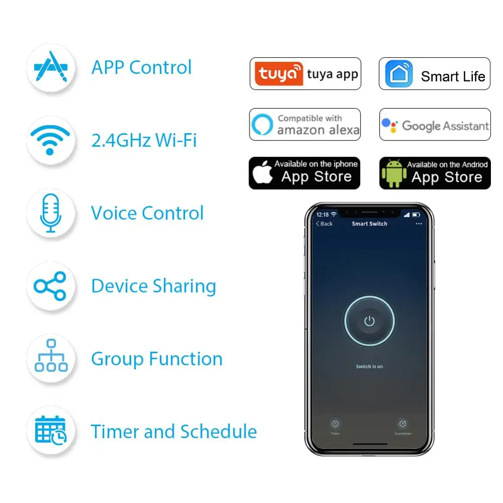  Tuya Smart Life Wifi Switch Relay Breaker Module Automation Smart Lighting Google Home Alexa Echo R - 4000202499821