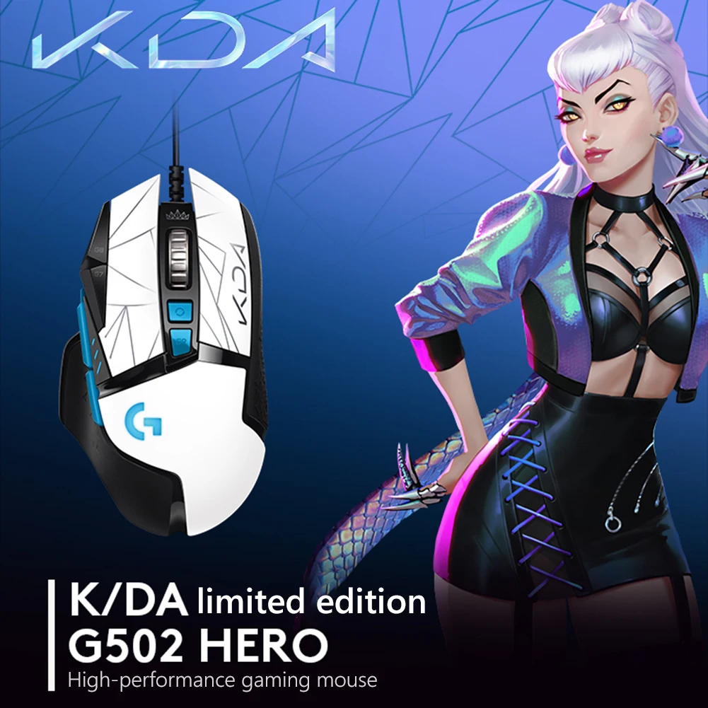 New Logitech G502 HERO KDA LIGHTSYNC RGB Gaming Mouse USB Wired Mice 25600 DPI Adjustable Programming Mice for Mouse Gamer