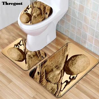 

Thregost 3D Bath Mat 3 Piece Print Bathroom Mat Set Carpet for Bathroom Doormats Eco-Friendly Rugs for Home Decor