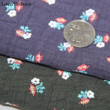 Двухслойная мягкая ткань из хлопка в стиле ретро бежевого, зеленого, темно-синего, коричневого цвета с цветочным принтом, для осени и зимы, одежда «сделай сам», платье, блузка