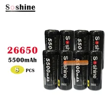 8 шт Soshine 26650 батарея 5500mAh 3,7 V 26650 Защищенные Литий-ионные аккумуляторы ячейка PCB 26650 батарея