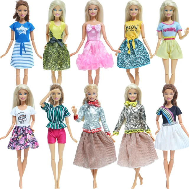 5 pçs/set moda multicolorido outfit vestido saia diário casual vestido de  festa acessórios roupas para barbie boneca diy casa brinquedos - AliExpress